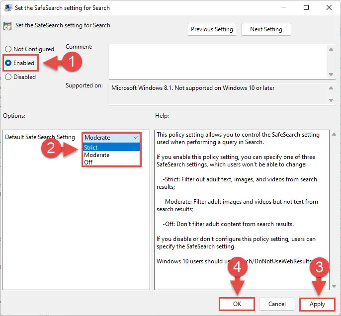 Configure and save policy