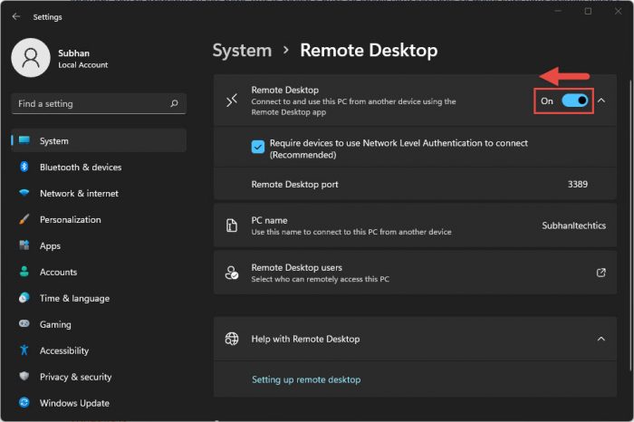 Disable Remote Desktop