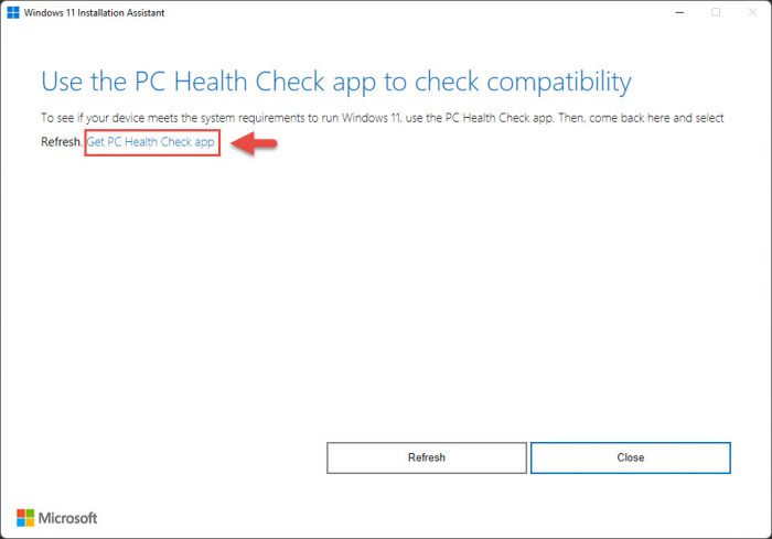 Get PC Health Check app
