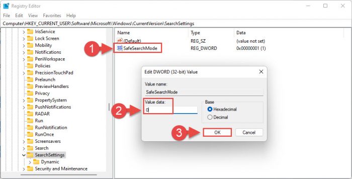 Set value data