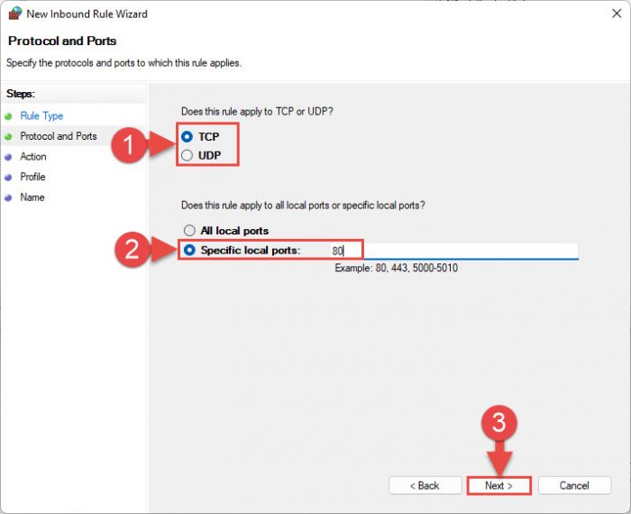 specify ports