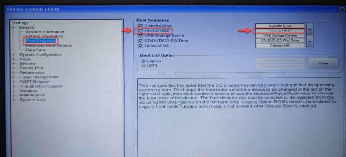 Confirm hard drive detection and boot order