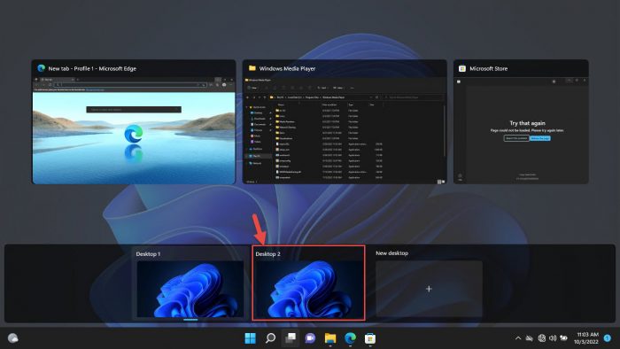Switch to new desktop