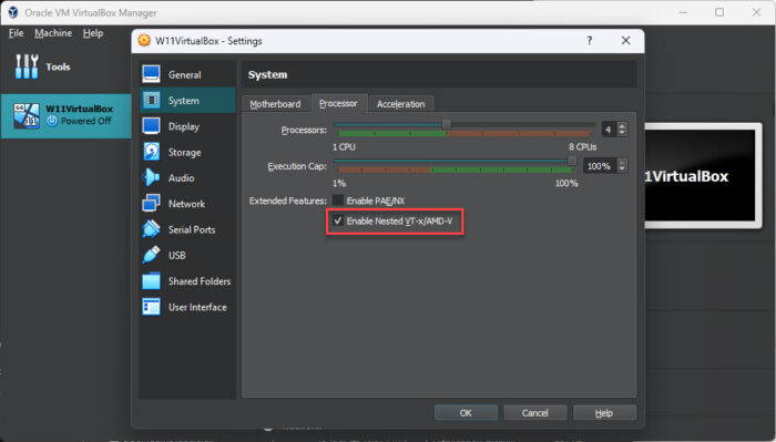 How To Enable Nested Virtualization (VT-x) On Hyper-V, VMWare, VirtualBox VMs In Windows 9 Confirm that nested virtualization on VirtualBox VM is enabled