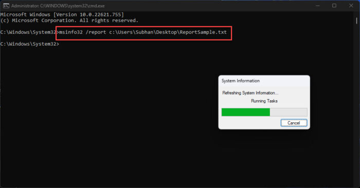 How To Get System Information Using SystemInfo And MSInfo32 Tools 13 Generate report from Command Prompt