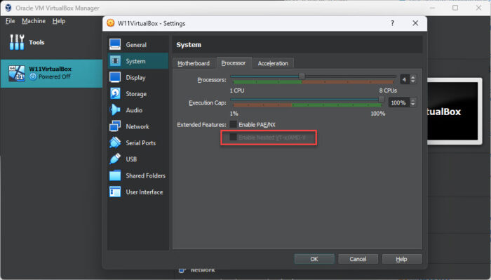 How To Enable Nested Virtualization (VT-x) On Hyper-V, VMWare, VirtualBox VMs In Windows 6 Nested virtualization option disaled grayed out in VirtualBox