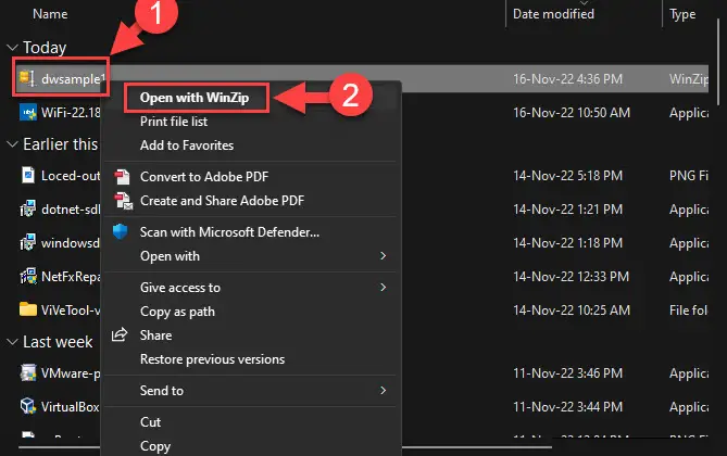 Open with WinZip