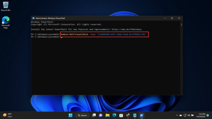 How To Block Or Allow Websites, IPs, Apps, And Ports Using Windows Firewall And PowerShell 19 Remove firewall rule using PowerShell using GUID