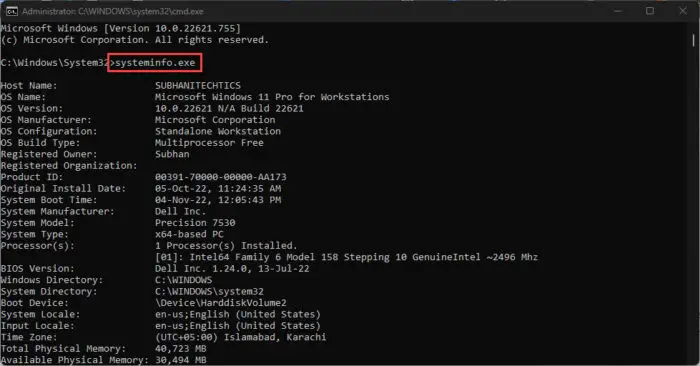 How To Get System Information Using SystemInfo And MSInfo32 Tools 2 SystemInfo command line utility