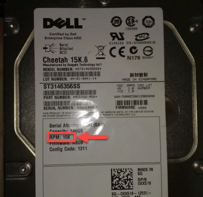 Things To Consider For Better Hard Drive Performance (RPM, Areal Density, Disk Cache) 1 RPM written on hard drive