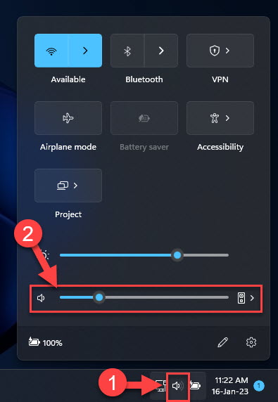 Adjust volume from Quick Access menu