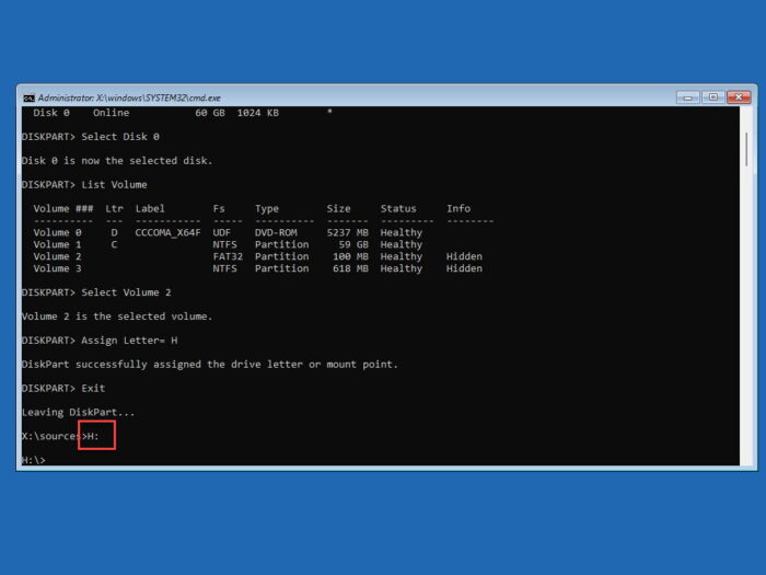 Change directory to boot partition 1