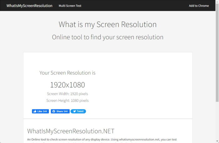 Check screen resolution