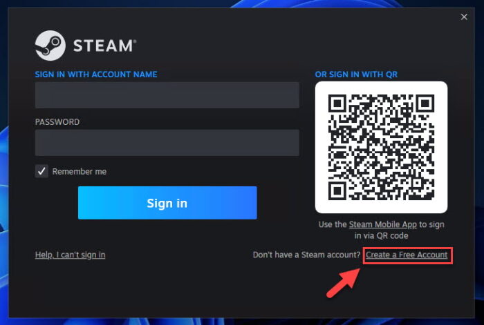 Create a Steam account