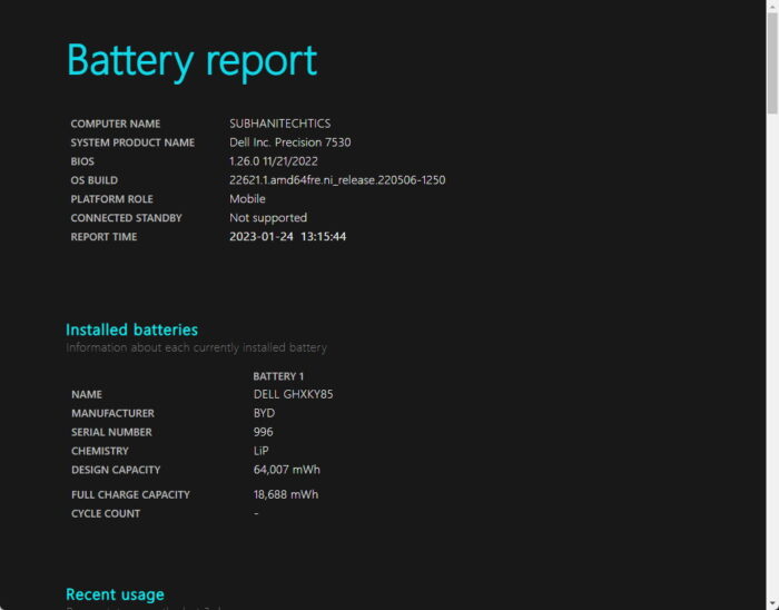 How To Check Laptop Battery Health In Windows 10, 11 6 Initial battery report details