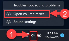 Open Volume Mixer from taskbar