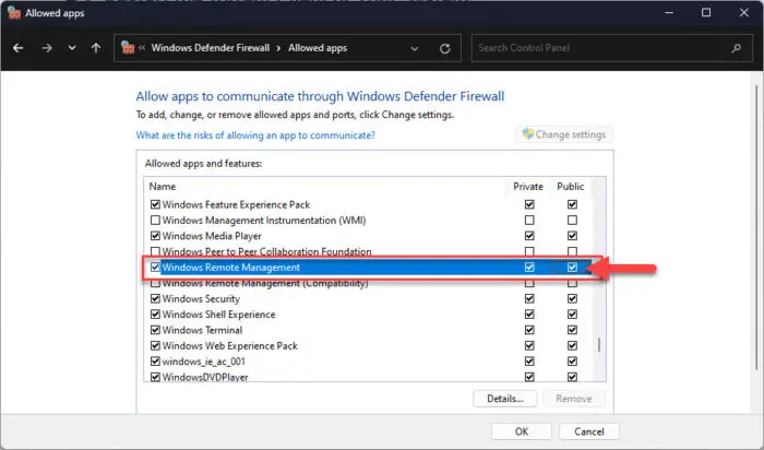 Allow the app through Windows Firewall