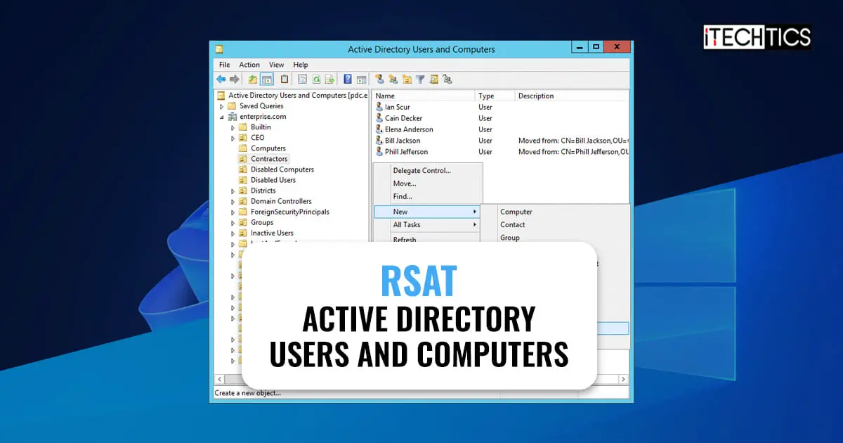 RSAT Active Directory Users and Computers Windows 10 11