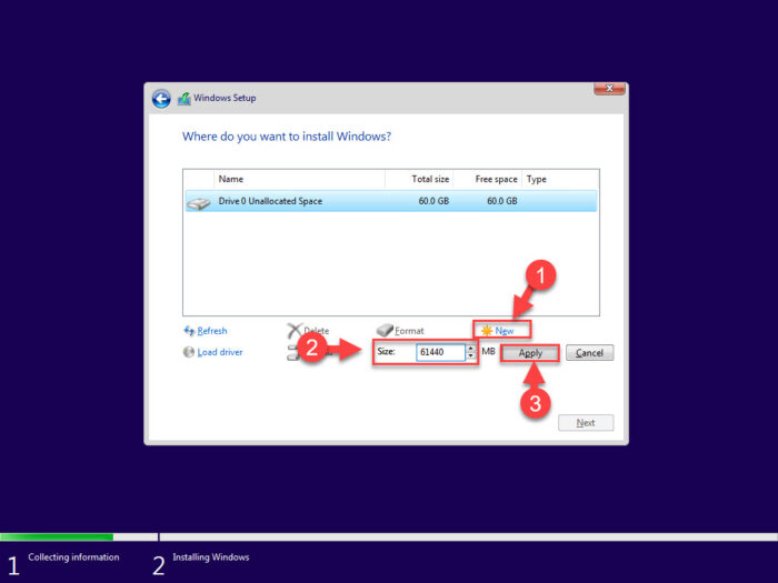 Create disk partitions