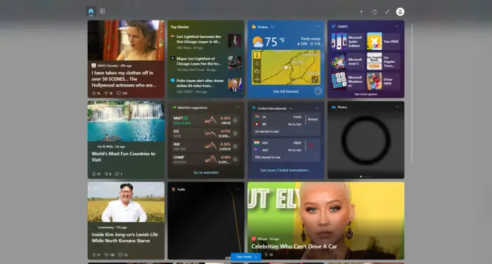 Full-screen widgets view