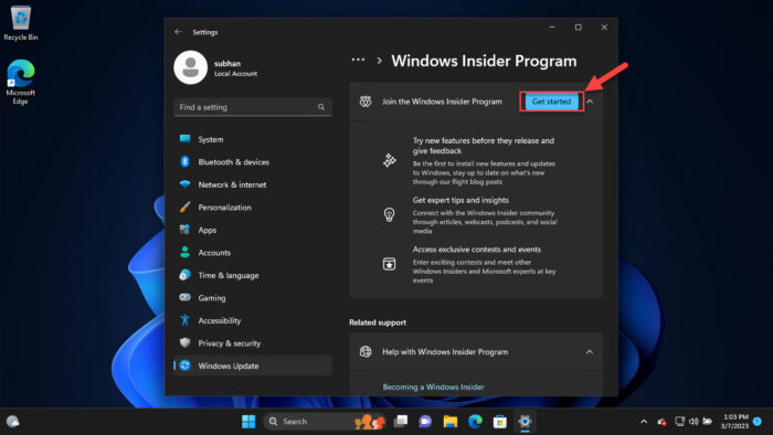 Get started with Windows Insider Program