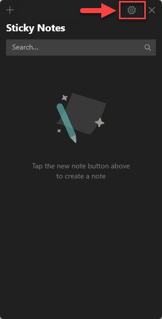 Open Sticky Notes settings