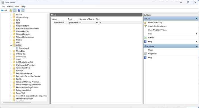 View NTLM logs inside the Event Viewer