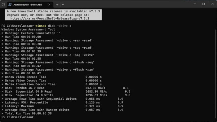 WinSAT SSD Test