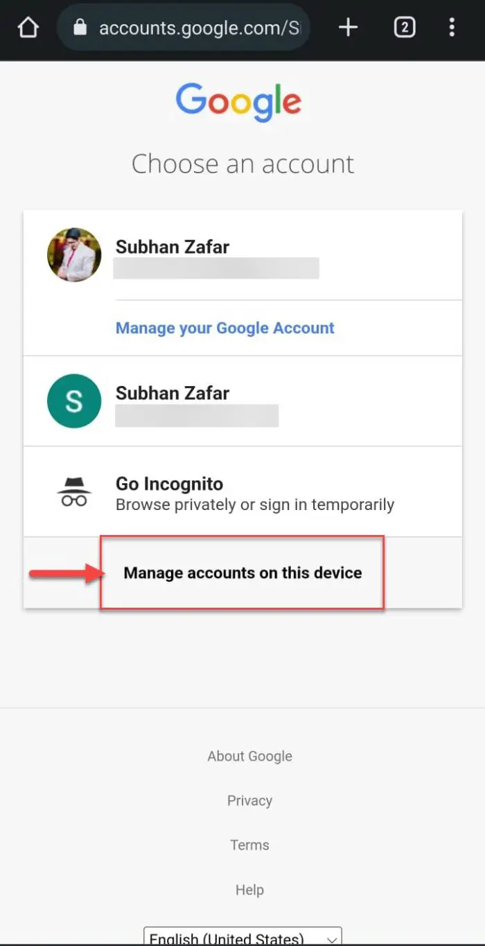 default account in chrome