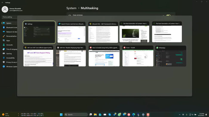 Disable Displaying Edge Tabs In Alt+Tab Experience 1 Alt Tab functionality with Edge tabs enabled opt