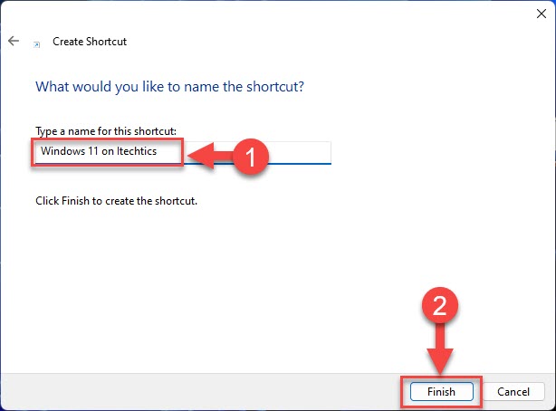 Assign a name for the web page shortcut