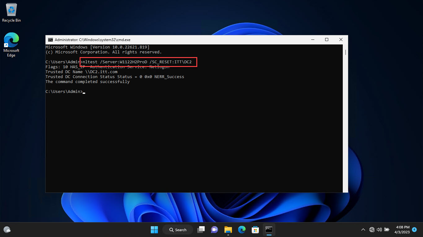 how to change what domain controller a computer is using
