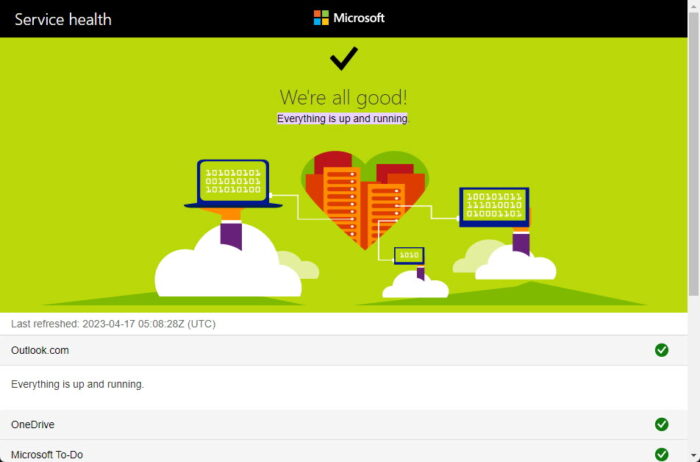 Check status of Microsoft servers