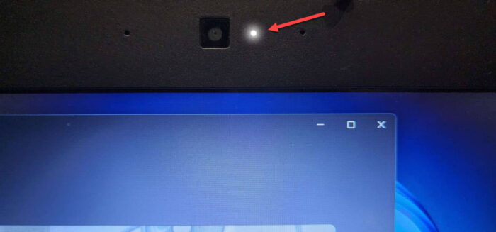 Integrated LED webcam indicator on laptop