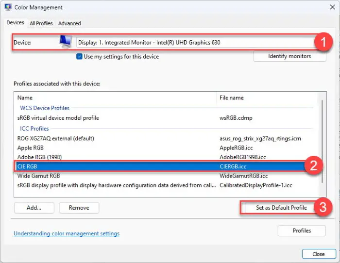 What Are ICC Profiles And How To Install Them On Windows 10 Switch an ICC profile through Color Management