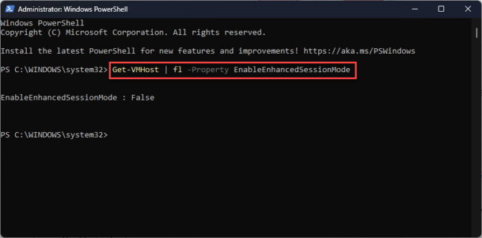 Check ENhanced Session status from PowerShell