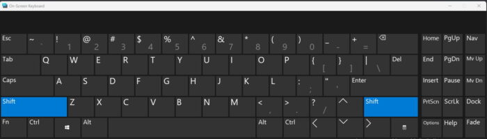 Check if Shift key is stuck using On Screen Keyboard