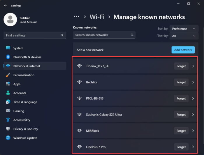 Open the wi fi connection proerties