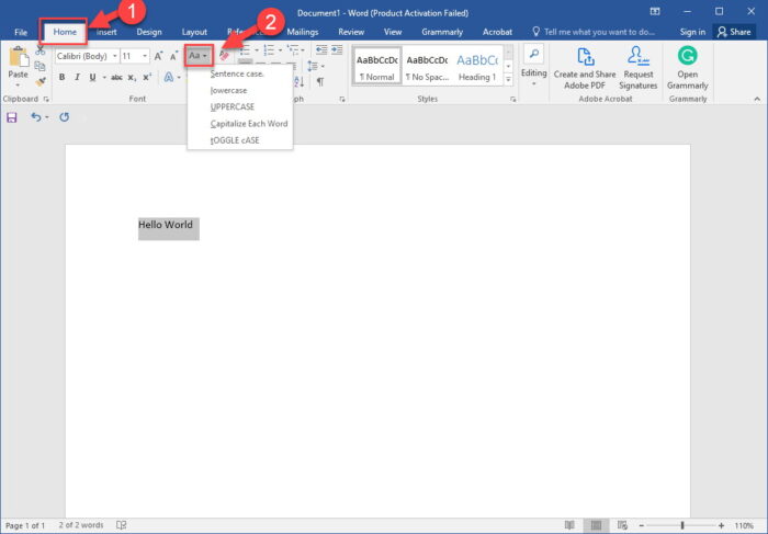 How To Fix Caps Lock Stuck On And Won't Turn Off 10 Select case structure from Home menu in Microsoft Word