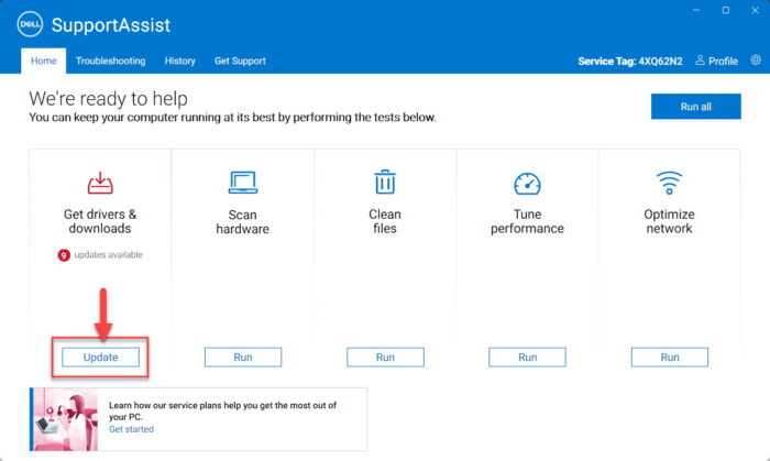 Update drivers using SupportAssist