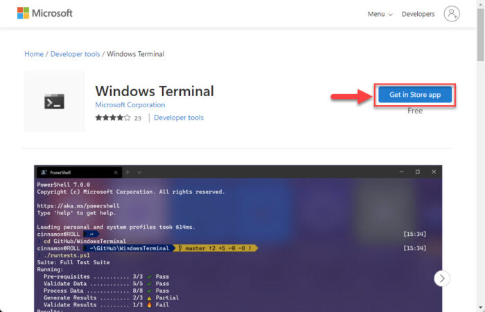 Get Windows Terminal from Microsoft Store