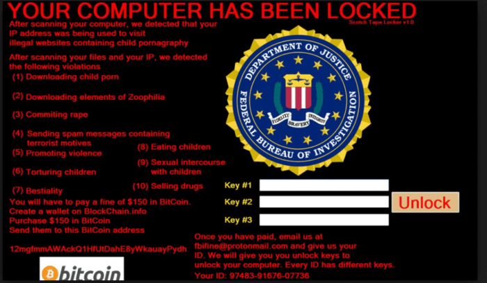Screen lock ransomware example