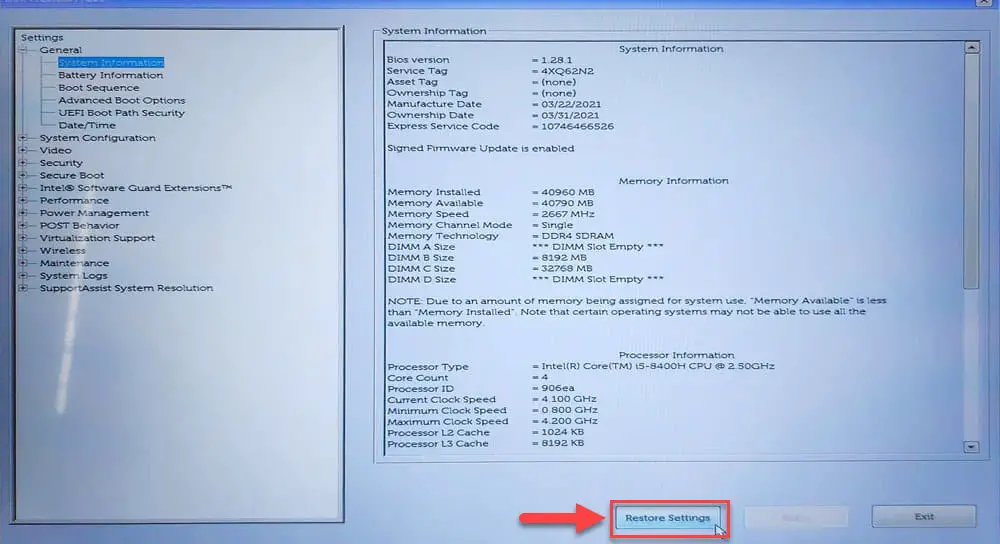 get default values bios