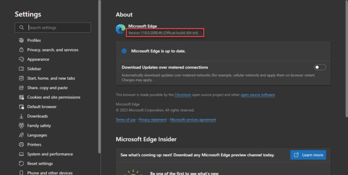 Edge updated to version 118