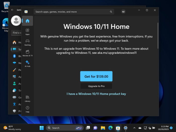 Purchase Windows 11 license from the Microsoft Store 1