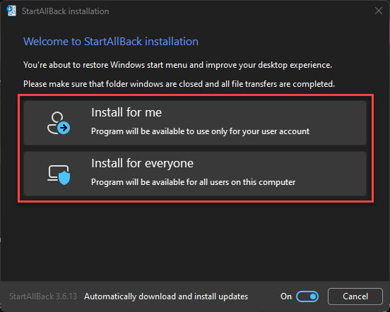 Select installation preferences