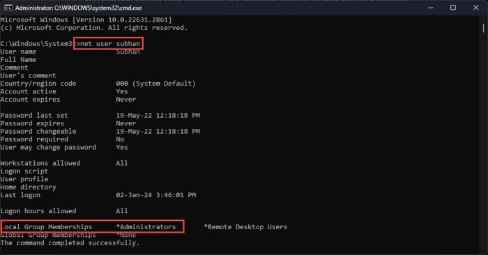 5 Ways To Check If Your Account Has Admin Rights On Windows 7 Check if account has admin rights from Command Prompt