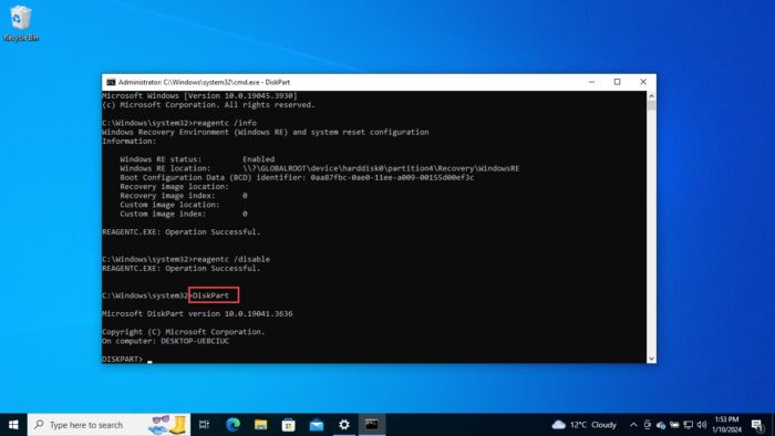 Microsoft Patches BitLocker Bypass Vulnerability With KB5034441 For Windows 10; Fails To Install With Error Code 0x80070643 5 Enter the DiskPart mode