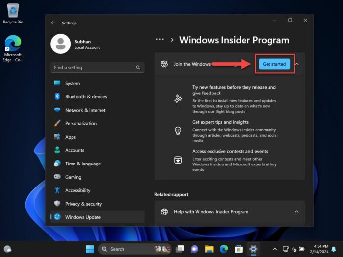 Get started with Windows Insider Program