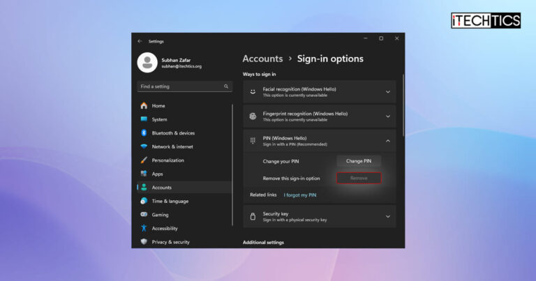 How To Fix the Remove PIN Option Greyed Out Issue In Windows